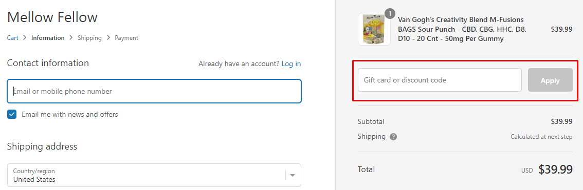 How do I use my Mellow Fellow discount code?