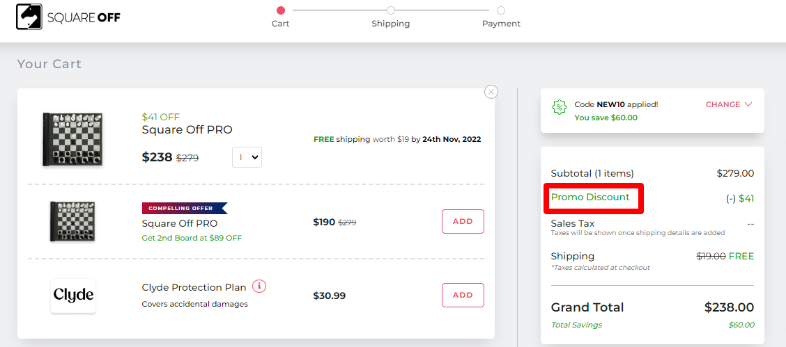 SQUARE OFF promo code