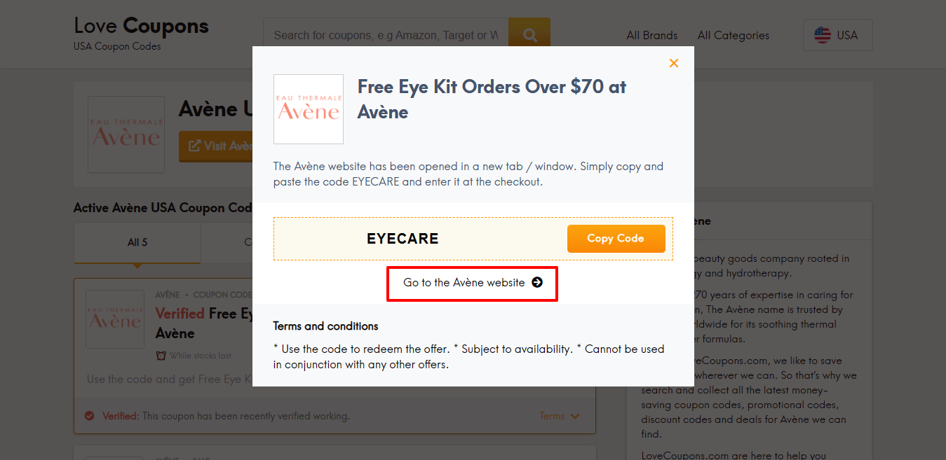 Avene website