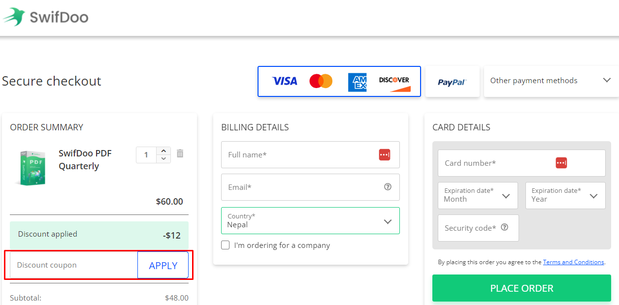 How do I use my SwifDoo PDF discount code?