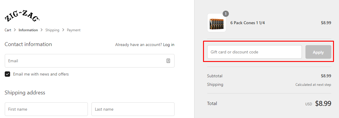 How do I use my ZIG-ZAG discount code?
