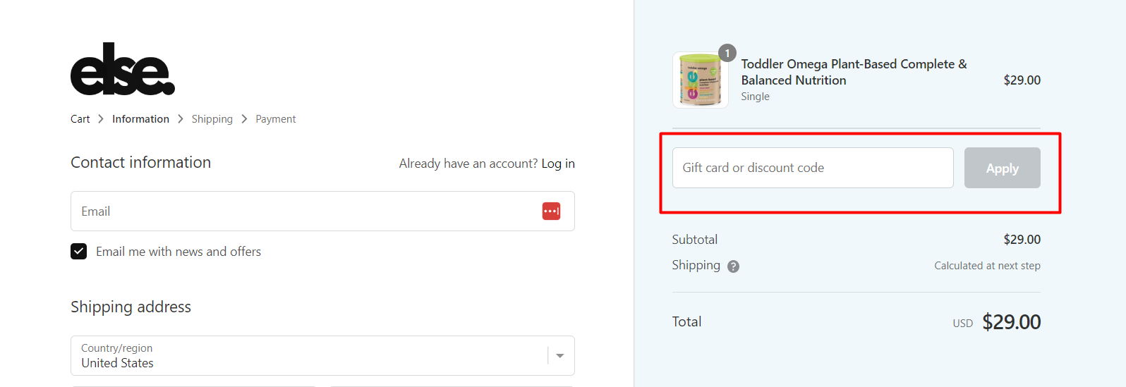 How do I use my Else Nutrition discount code?