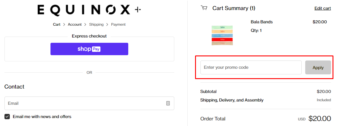 How do I use my Equinox+ promo code?