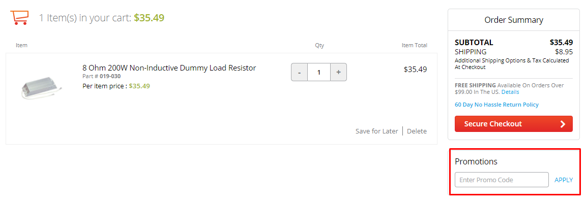 How do I use my Parts Express promotion code?