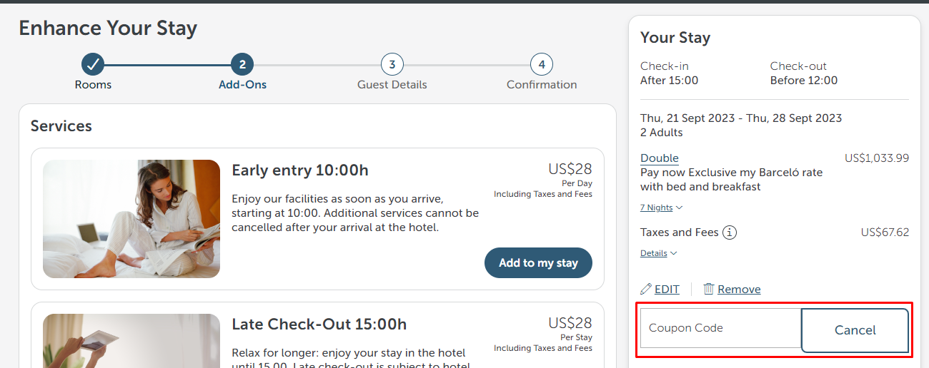 How do I use my Barcelo coupon code?