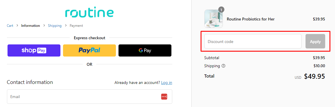 How do I use my Routine discount code?
