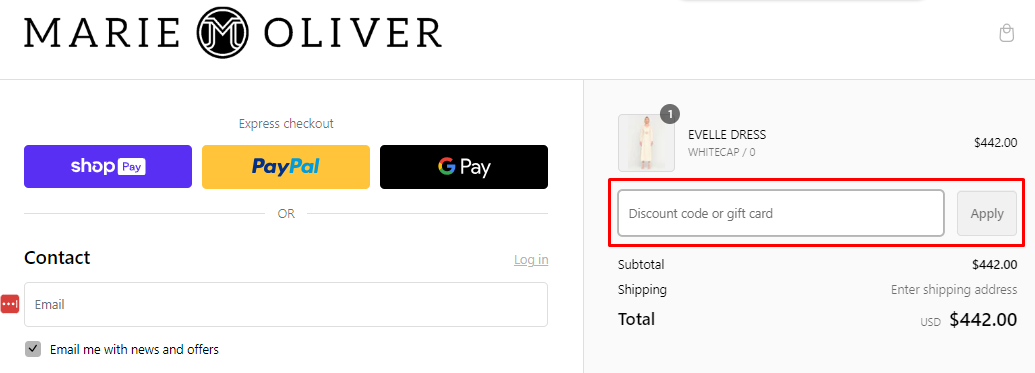 How do I use my Marie Oliver discount code?