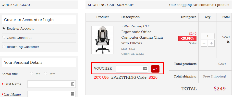 How do I use my Ewinracing voucher code?