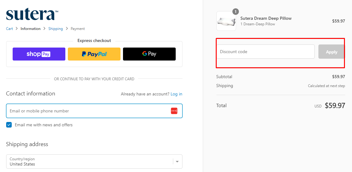 How do I use my Sutera discount code?