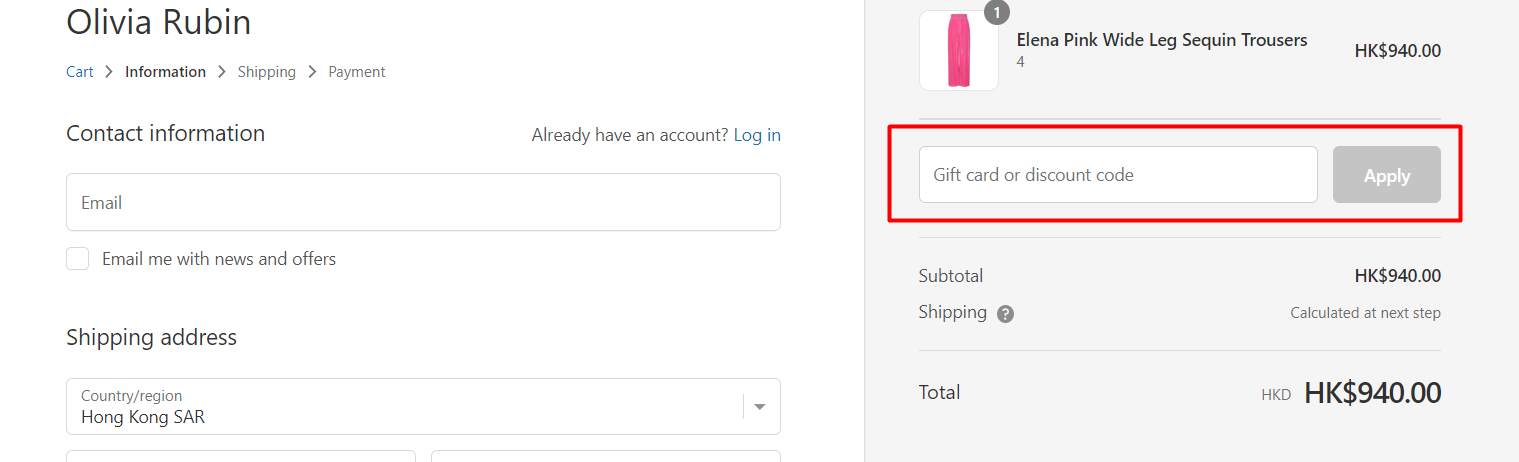How do I use my Olivia Rubin discount code?