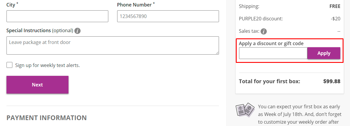 How do I use my Purple Carrot discount code?