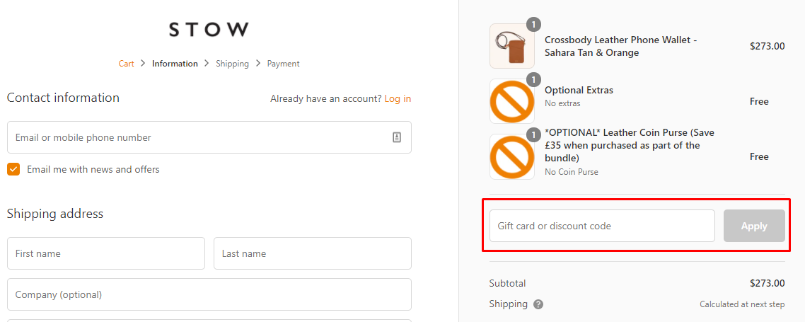 How do I use my STOW discount code?