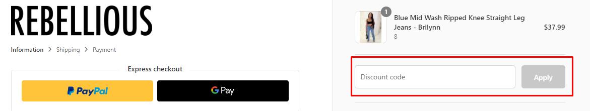 How do I use my Rebellious Fashion discount code?