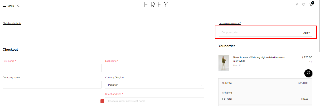 How do I use my Frey Tailored discount code?