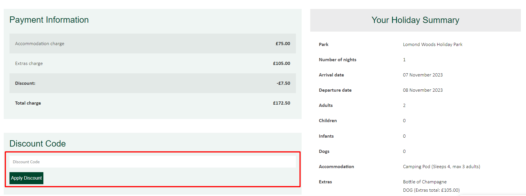 How do I use my Wood Leisure Holiday Parks discount code?