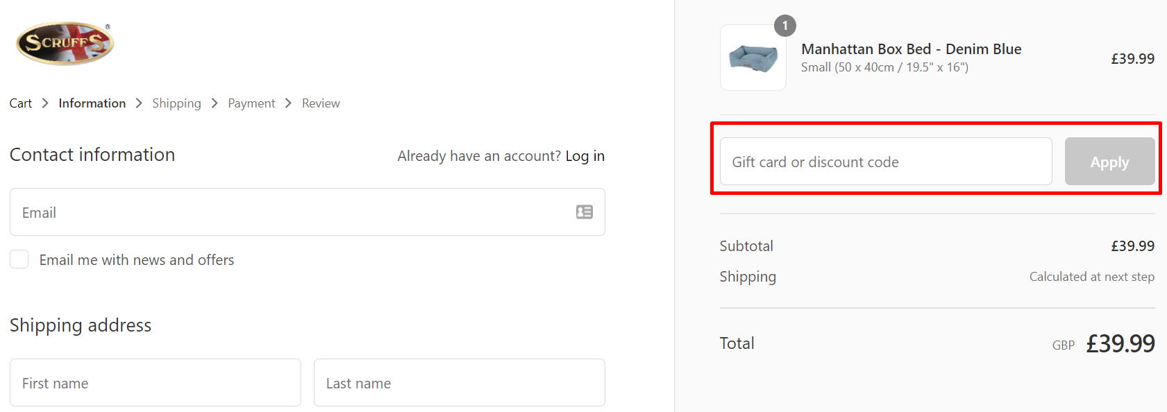 How do I use my Pets Love Scruffs discount code?
