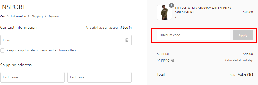 How do I use my INSPORT discount code?