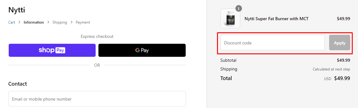 How do I use my Nytti discount code?