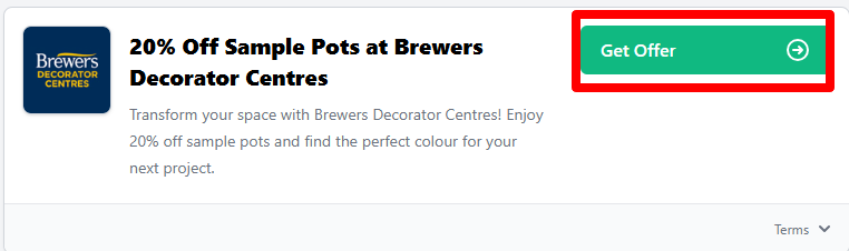 A Brewers Decorator Centres voucher code for customers to use to save money