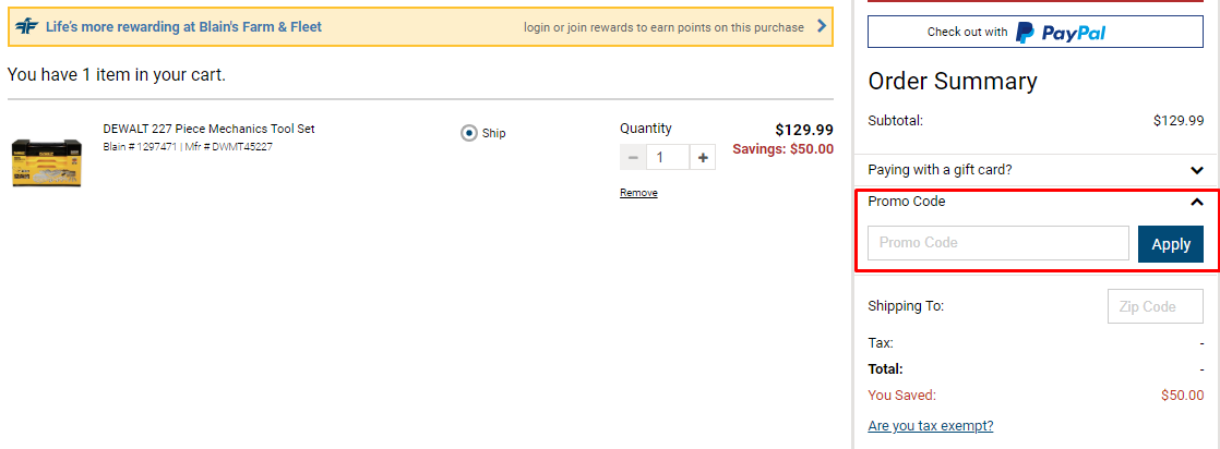 How do I use my Blain's Farm & Fleet discount code?