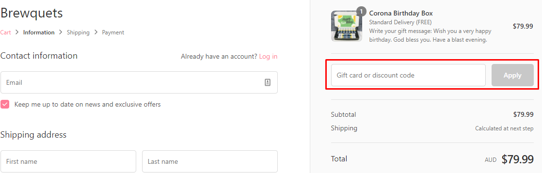 How do I use my Brewquets discount code?