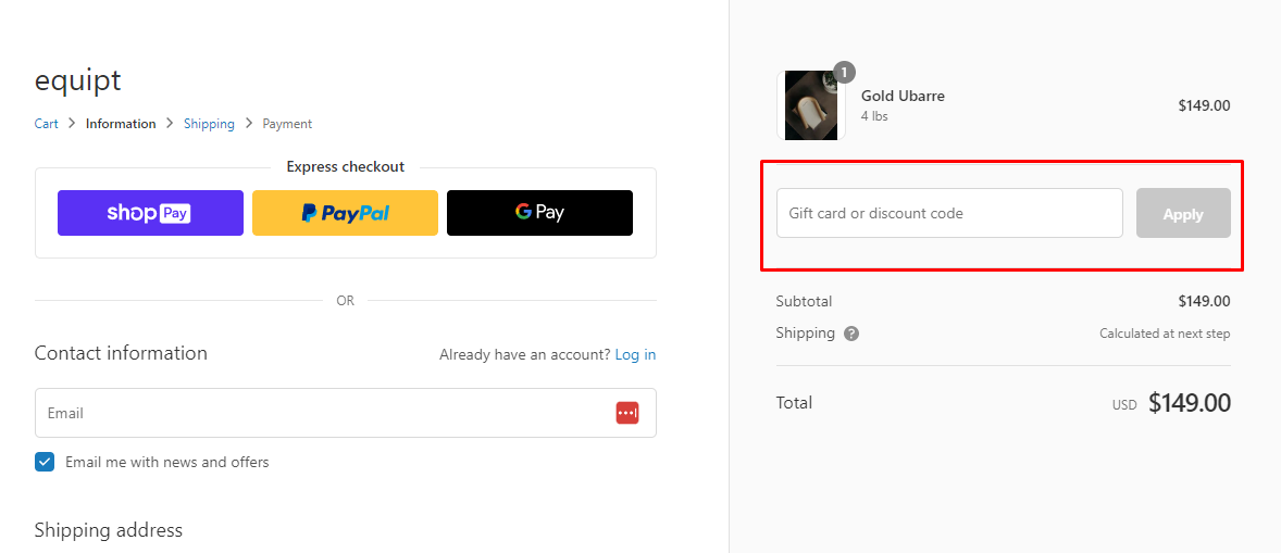 How do I use my Equipt discount code?