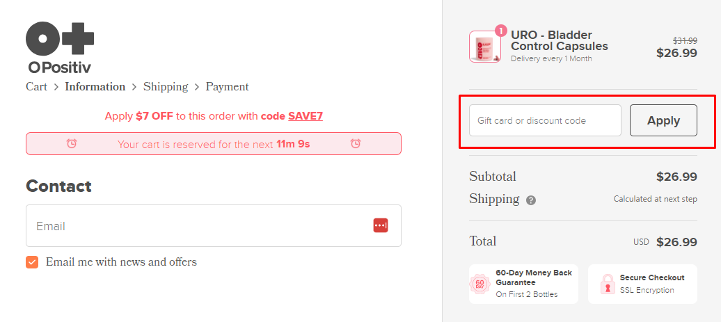 How do I use my O Positiv discount code?