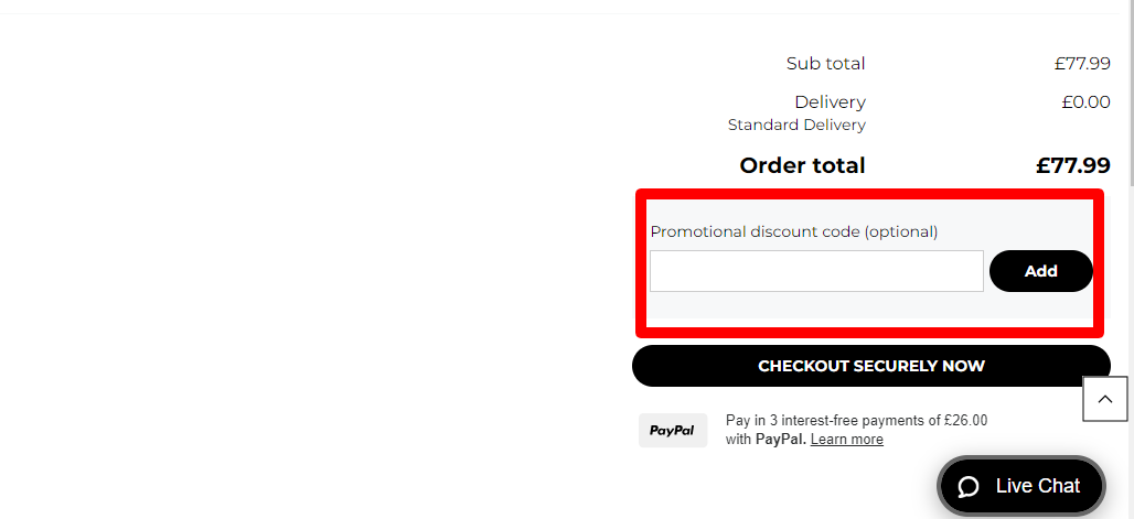 The brand checkout page with where to add the Monterrain discount code is highlighted with a red box