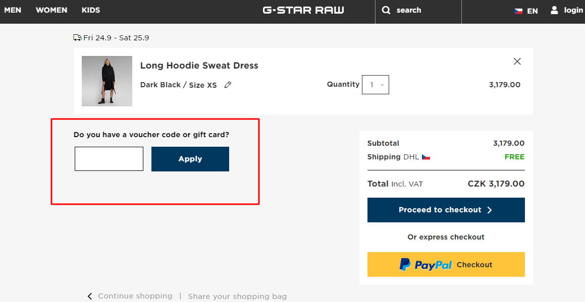 gstar voucher code