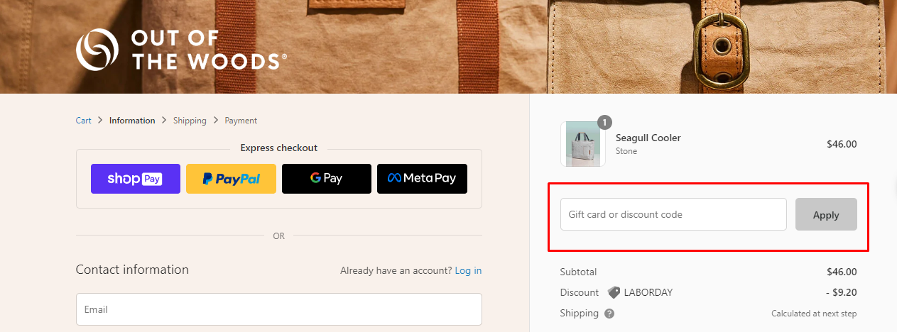 How do I use my Out of the Woods promo code?