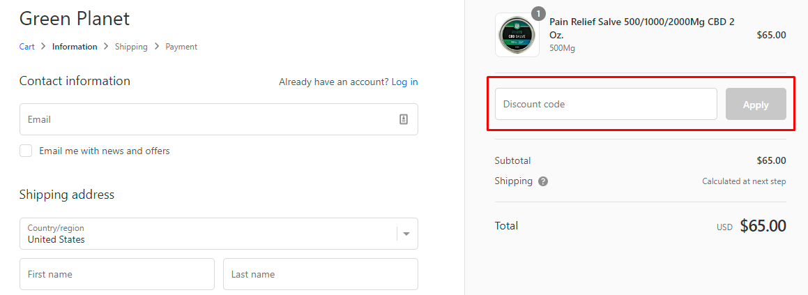 How do I use my Green Planet discount code?