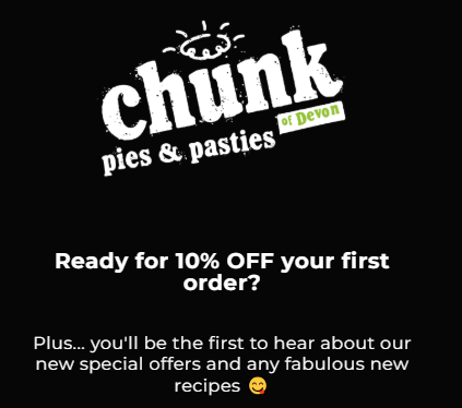 The Chunk of Devon newsletter sign up page.
