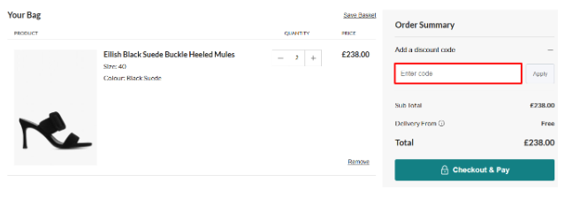 A box where you enter your Daniel Footwear voucher code