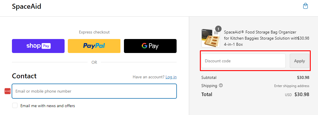 How do I use my SpaceAid discount code?