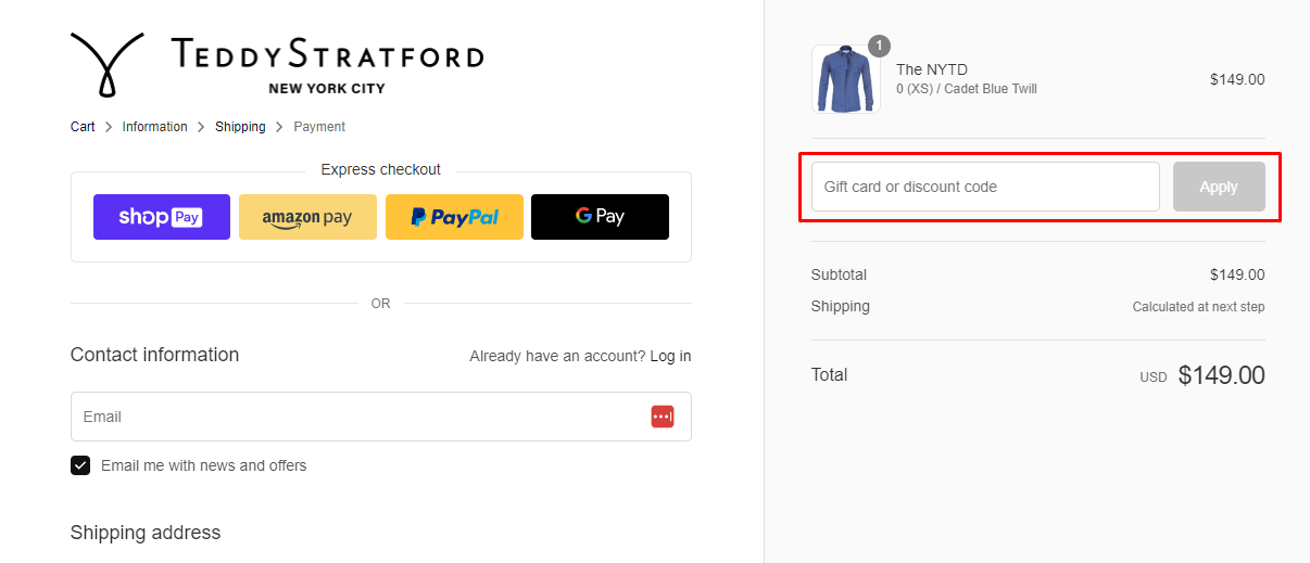 How do I use my Teddy Stratford discount code?