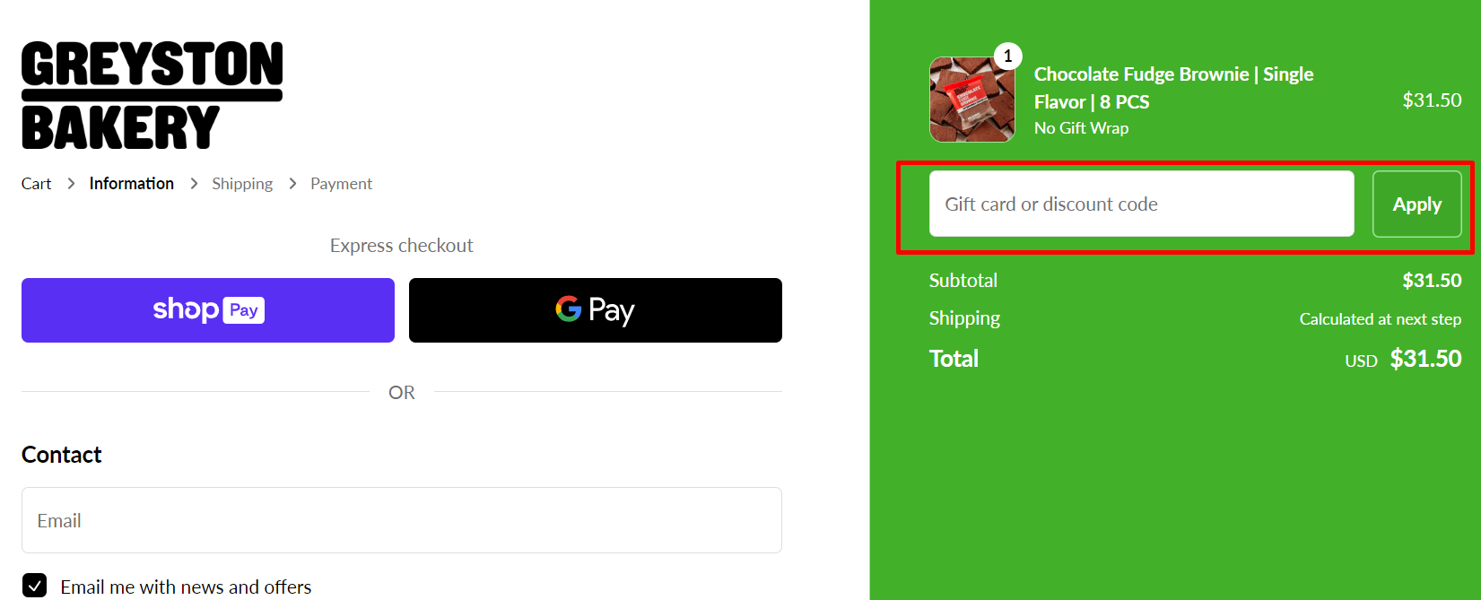 How do I use my Greyston Bakery discount code?