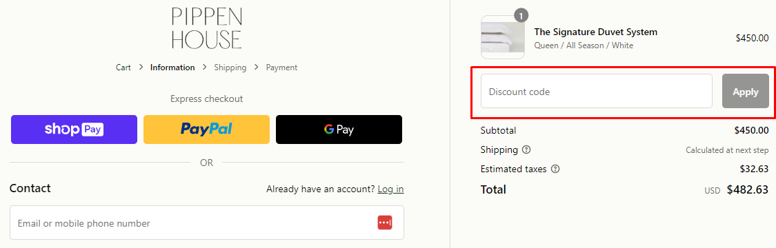 How do I use my Pippen House discount code?