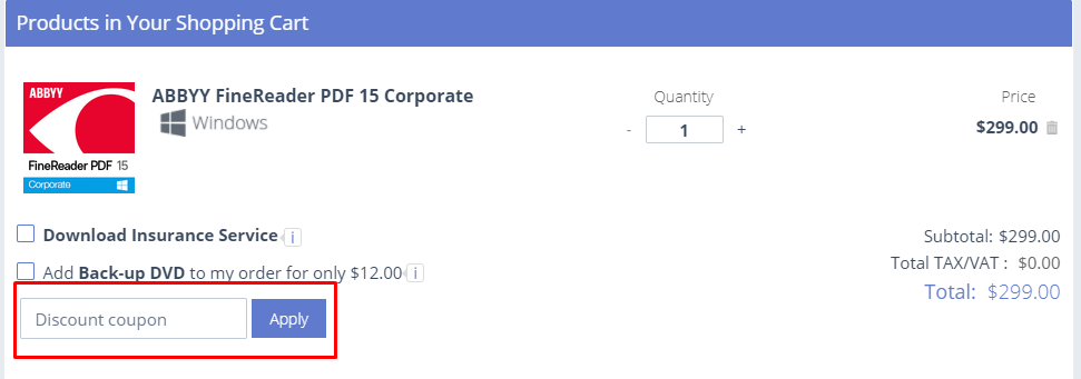 How do I use my ABBYY discount code?