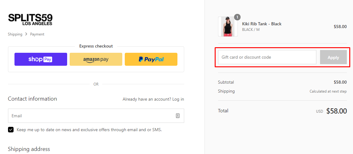 How do I use my Splits59 discount code?