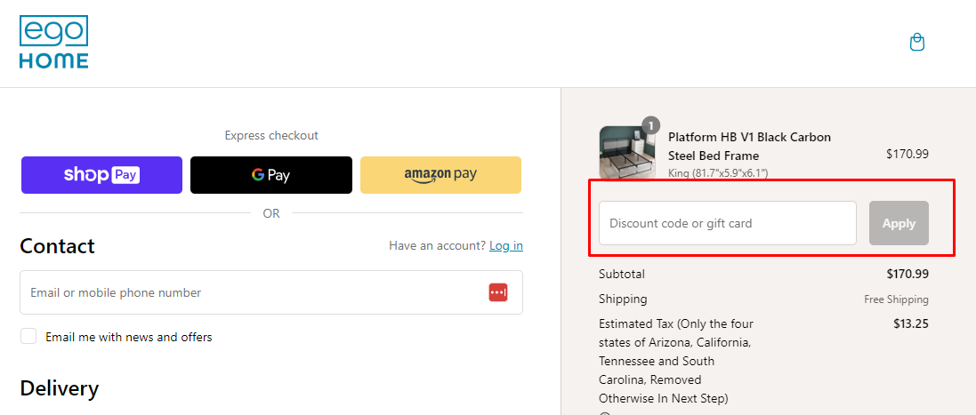 How do I use my EGO Home discount code?