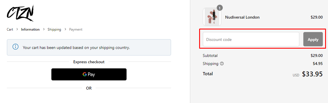 How do I use my CTZN Cosmetics discount code?