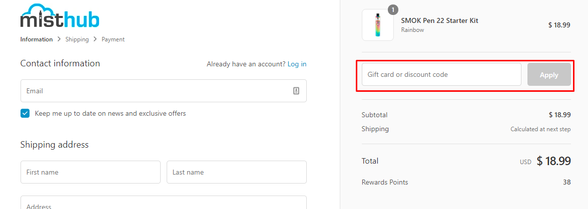 How do I use my Misthub discount code?