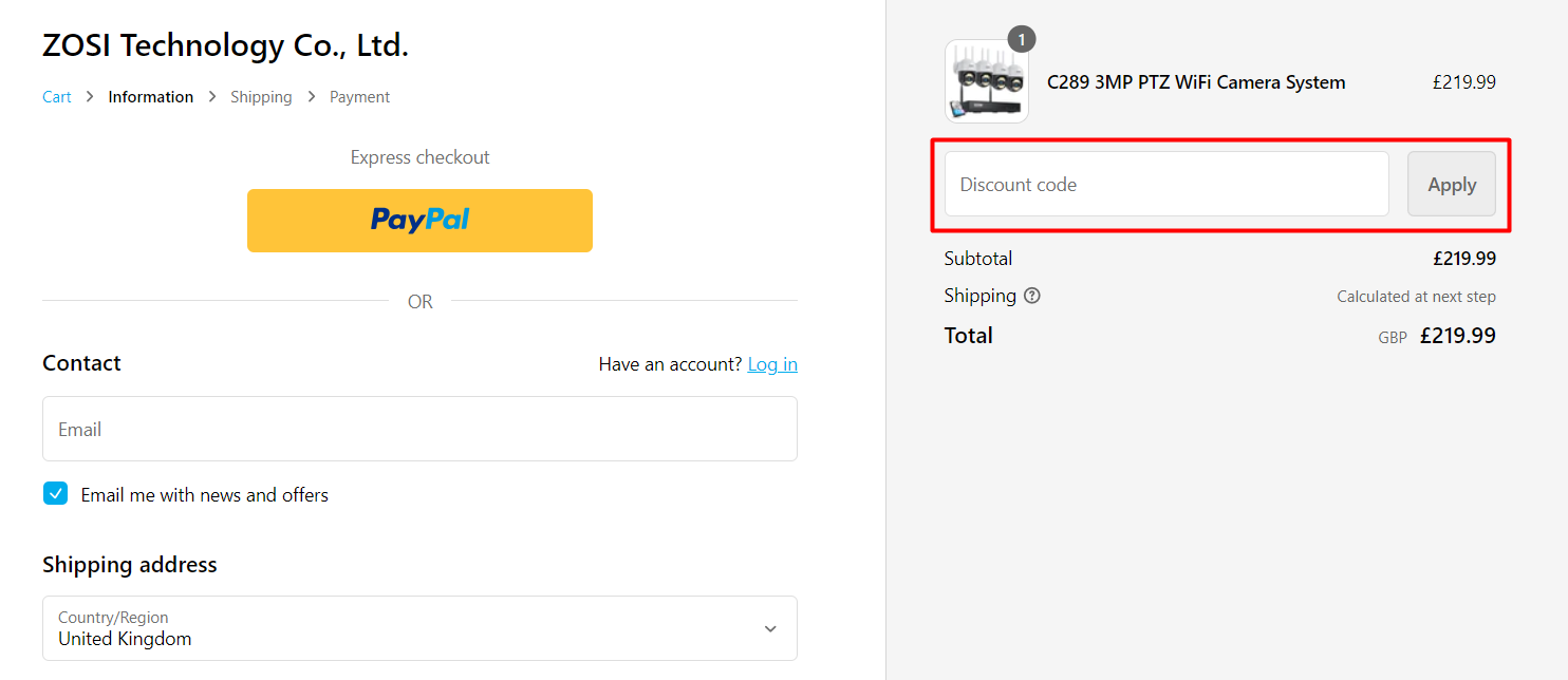 How do I use my ZOSI discount code?