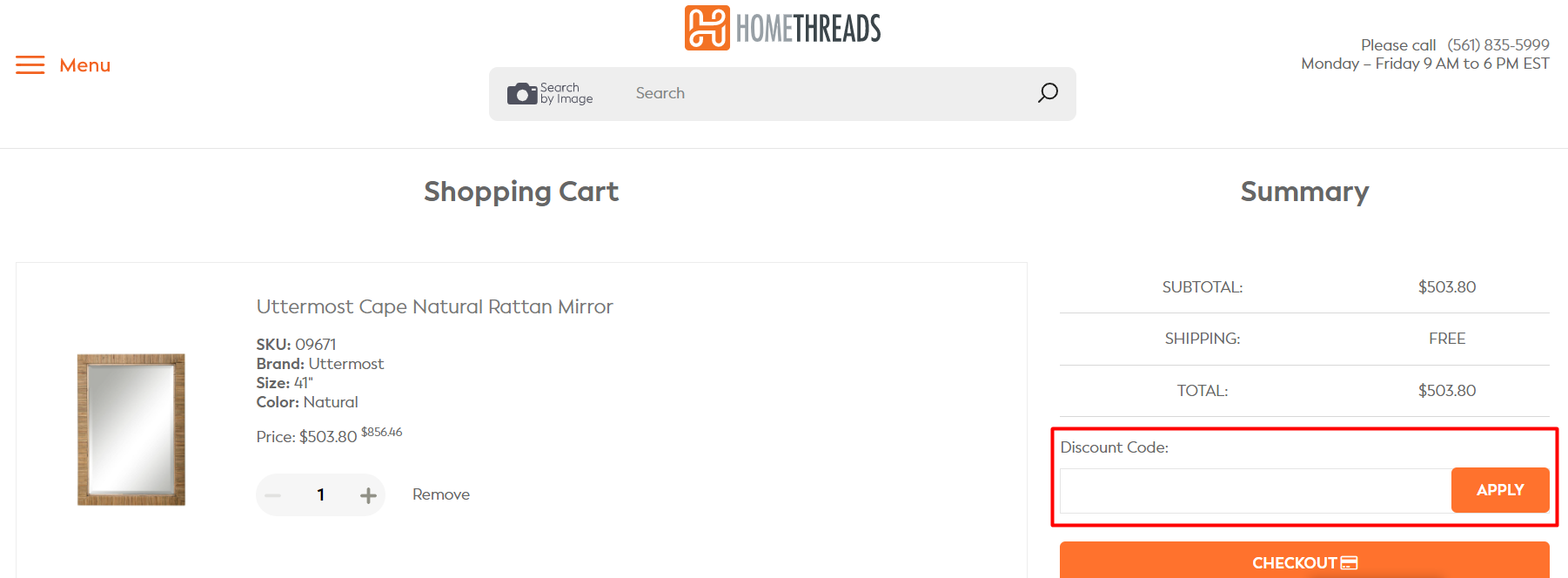 How do I use my Homethreads discount code?