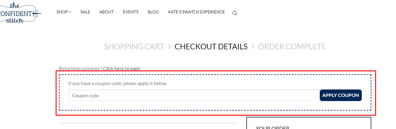 How do I use my The Confident Stitch coupon code?