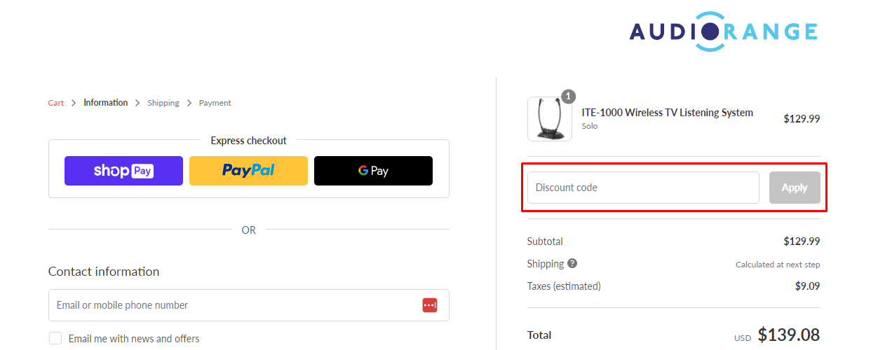 How do I use my AudioRange discount code?