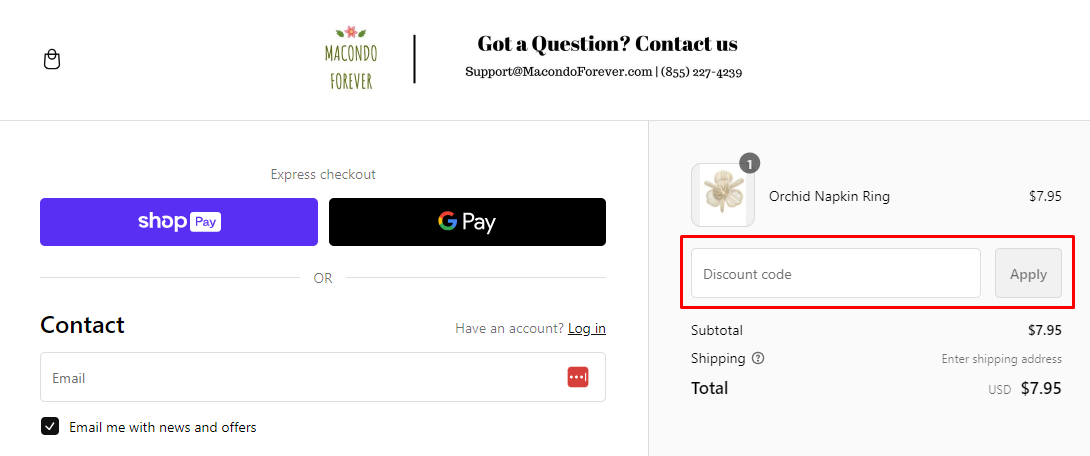 How do I use my Macondo Forever discount code?
