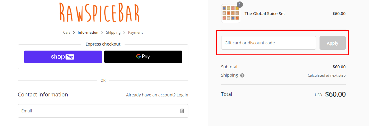 How do I use my RawSpiceBar discount code?