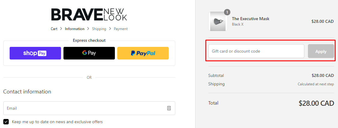 How do I use my Brave New Look discount code?