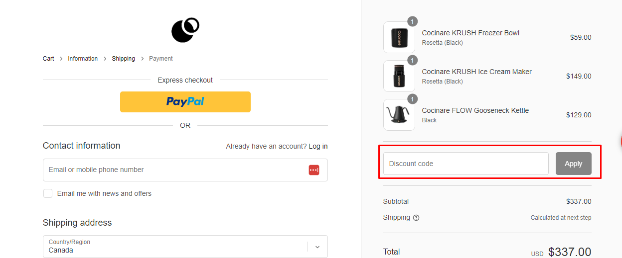 How do I use my Cocinare discount code?